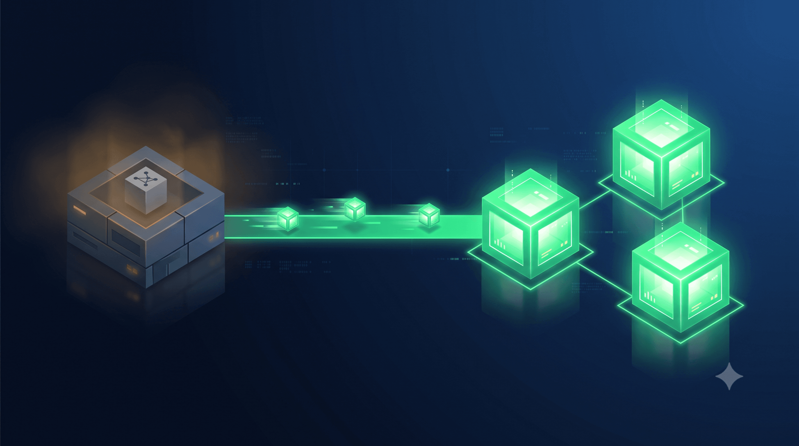 Illustration: virtual machines migrating from a legacy hypervisor to a three-node Proxmox VE cluster. 