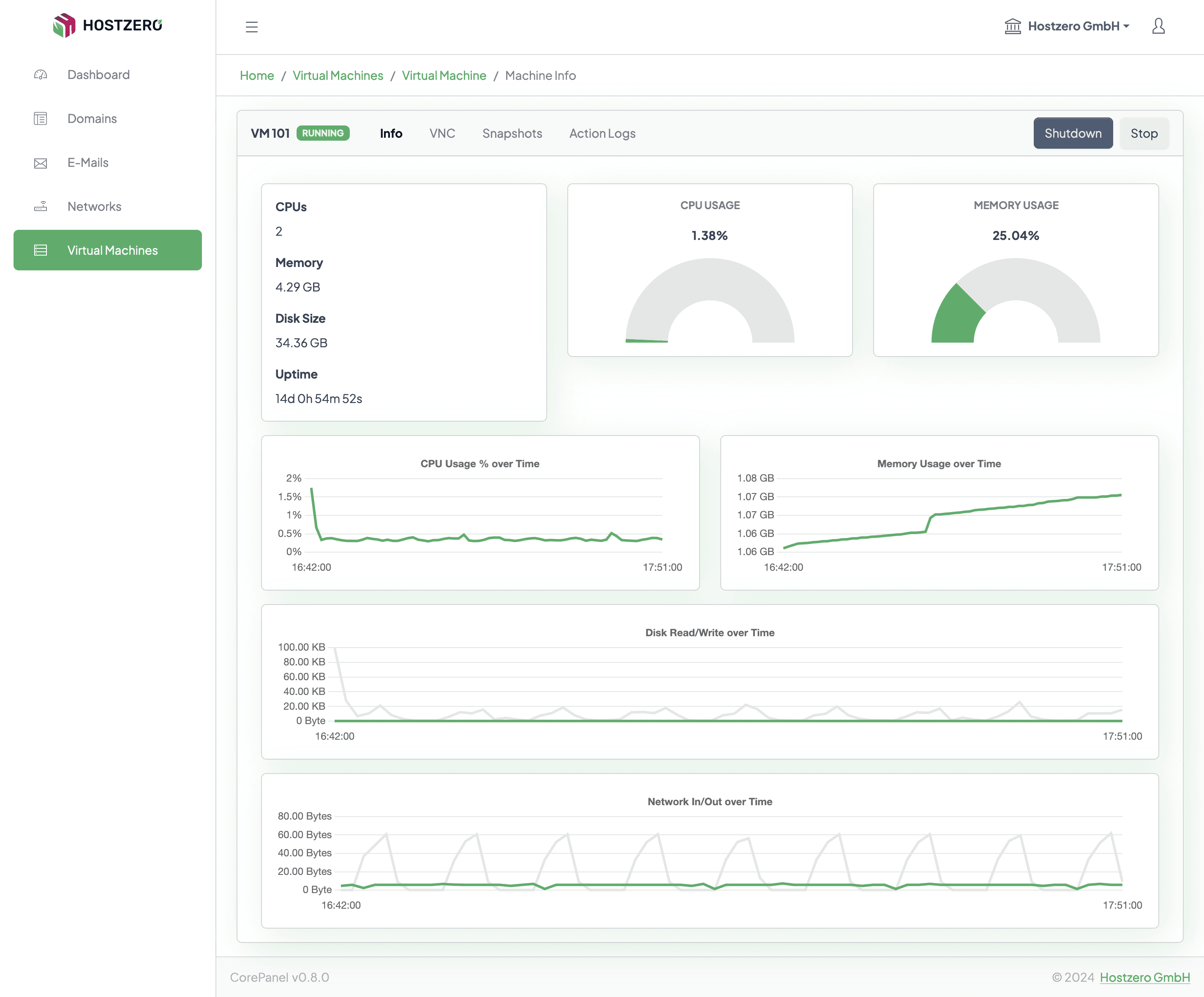 Corepanel Server Page Screenshot